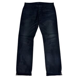 3x1 NYC Mens M5 Slim Selvedge Jeans Blue Black‎ Mid Rise Stretch Size 36